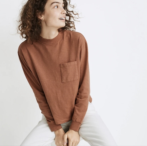 Madewell Tops - Madewell Garment-Dyed Pocket Tee L Large Orange Brown